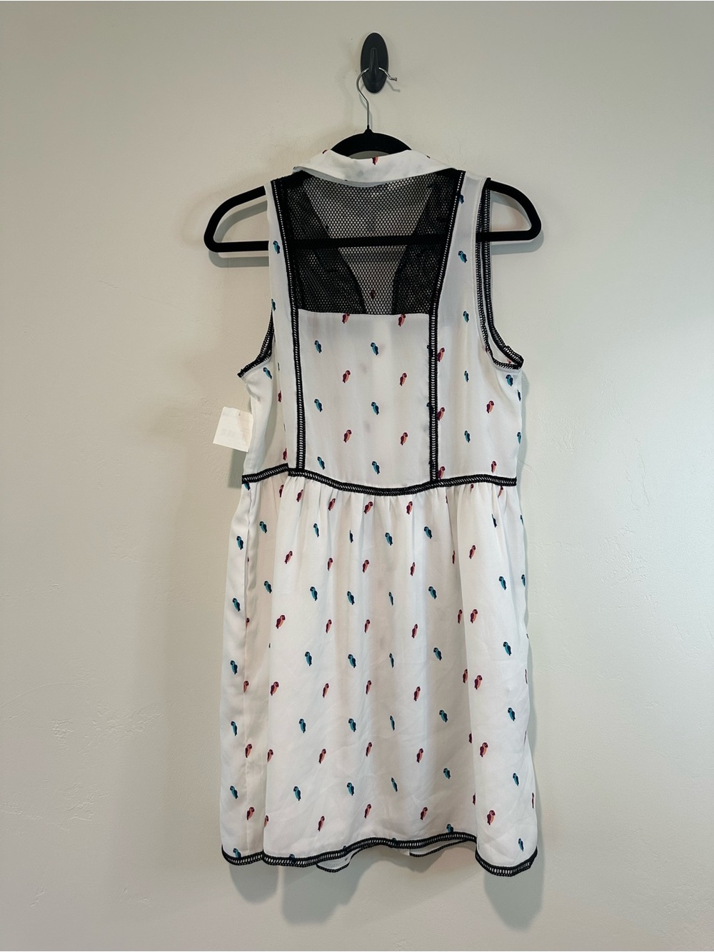 BCBGeneration Bird Print Mesh Collar Fit & Flare Mini Dress NWT Medium - Picture 5 of 9